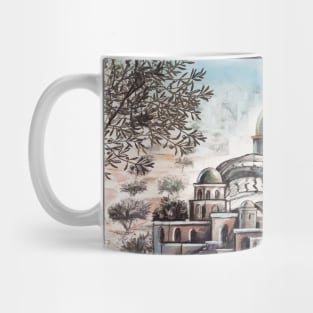 Jerusalem Capital of Palestine Dome of the Rock Old City Al Quds Al aqsa Drawing Palestinian Resistance Kufiya Mug